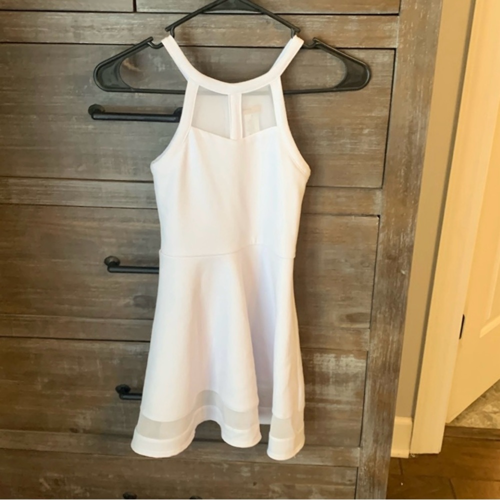 Kids White Halter Sleeveless Formal Dress